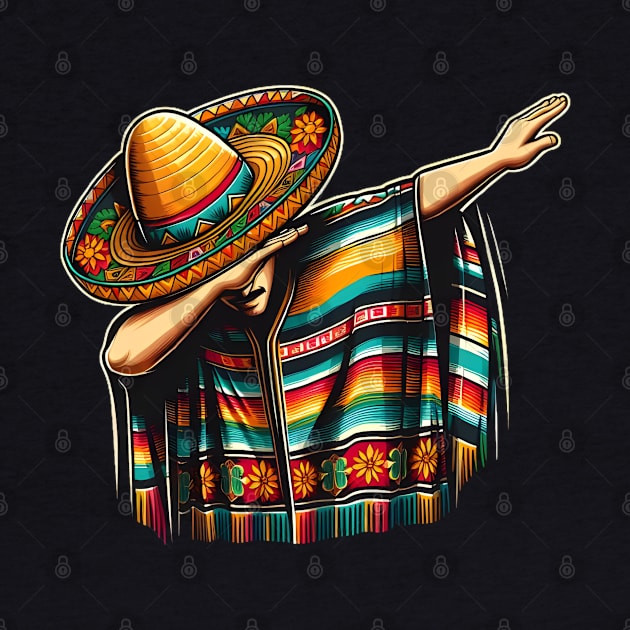 Dabbing Poncho Cinco de Mayo Mexican Sombrero Festival by justingreen